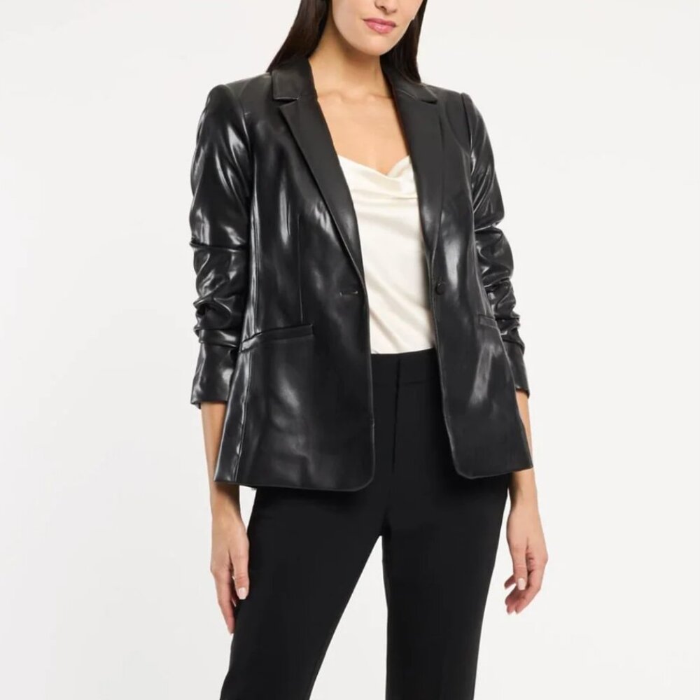 Cinq a sept Vegan Leather Kylie Jacket in Black.  Size 2.  EUC.